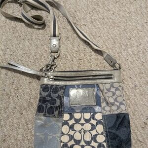 Coach Blue and Cream Patchwork Crossbody Bag